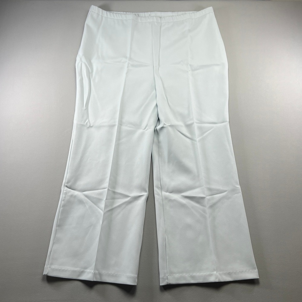 Vintage Sears Pull On Pants Womens 44 Gray Comfort Stretch Flat Front Wide Leg